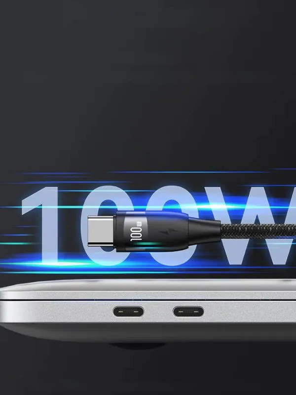 Cable de Carga Rápida 2 en 1 USB A y Tipo C a Tipo C 100W USAMS – Trenzado, 1.2m/2m, Transferencia de Datos 480Mbps