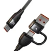 Cable de Carga Rápida 2 en 1 USB A y Tipo C a Tipo C 100W USAMS – Trenzado, 1.2m/2m, Transferencia de Datos 480Mbps