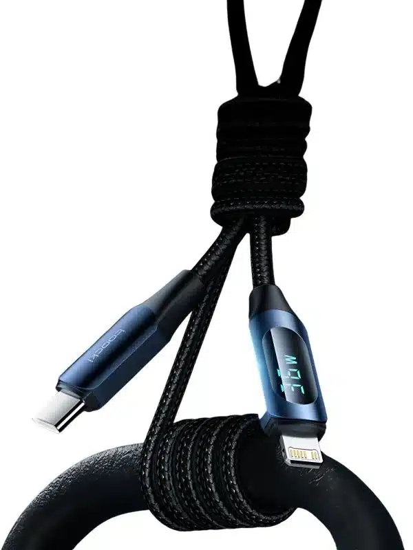 Cable de Carga Rápida Toocki 36W – Tipo C a Lightning con LED Inteligente