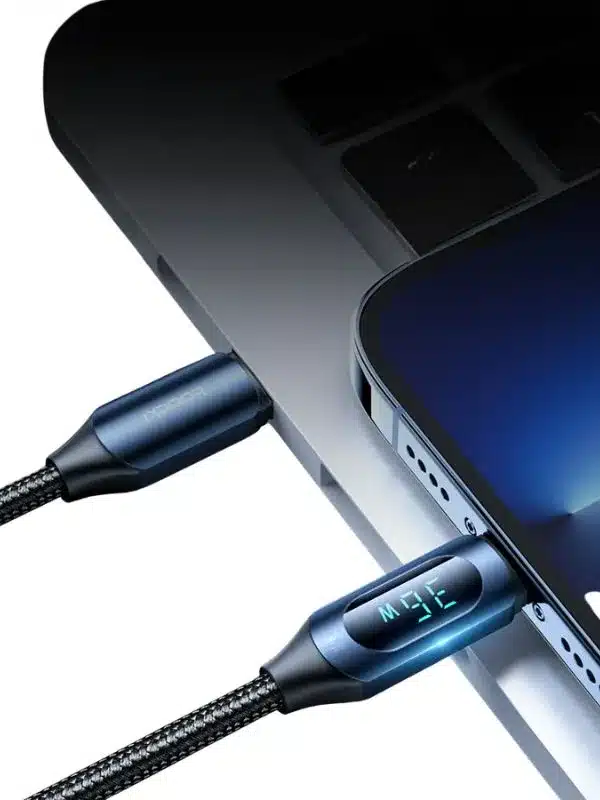 Cable de Carga Rápida Toocki 36W – Tipo C a Lightning con LED Inteligente