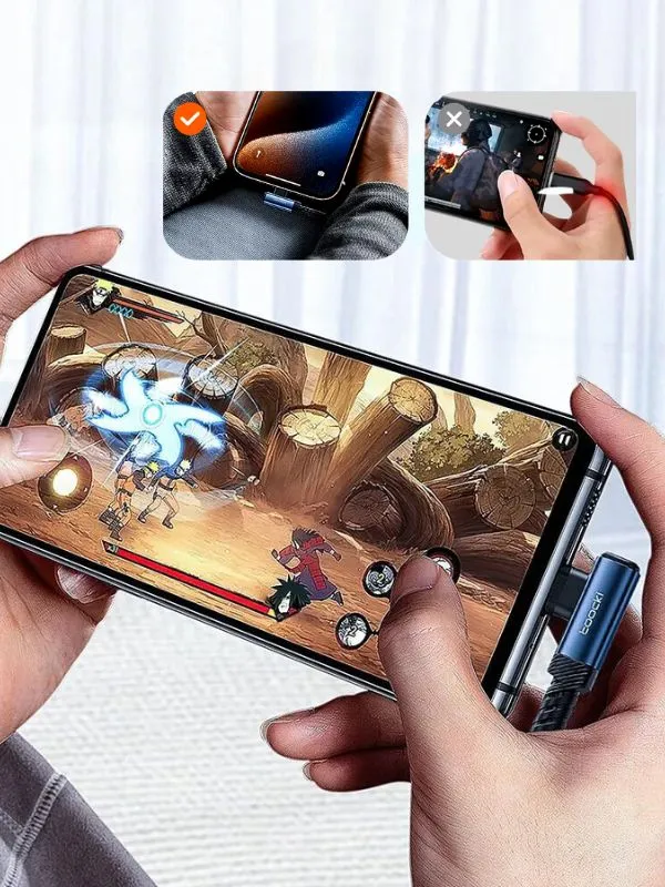 Cable de Carga Rápida 60W Tipo C a C con Ángulo de 90° – Toocki para Gamer | 1 Metro, Alta Velocidad 480Mbps