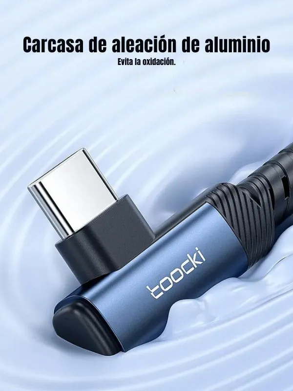 Cable de Carga Rápida 60W Tipo C a C con Ángulo de 90° – Toocki para Gamer | 1 Metro, Alta Velocidad 480Mbps