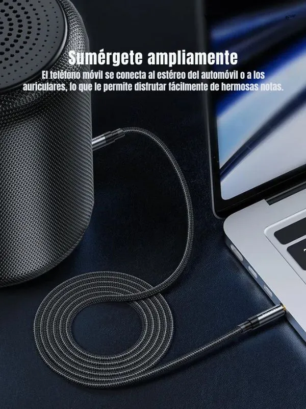 Cable Auxiliar 3.5mm Toocki de 1 Metro | Audio Hi-Fi Reforzado con Nailon – Compatible con Celulares, Autos y Parlantes