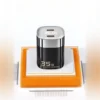 Cargador dual USB C PD 35W Toocki Cargador dual USB C Toocki 35W GaN Quick Charger sobre base naranja