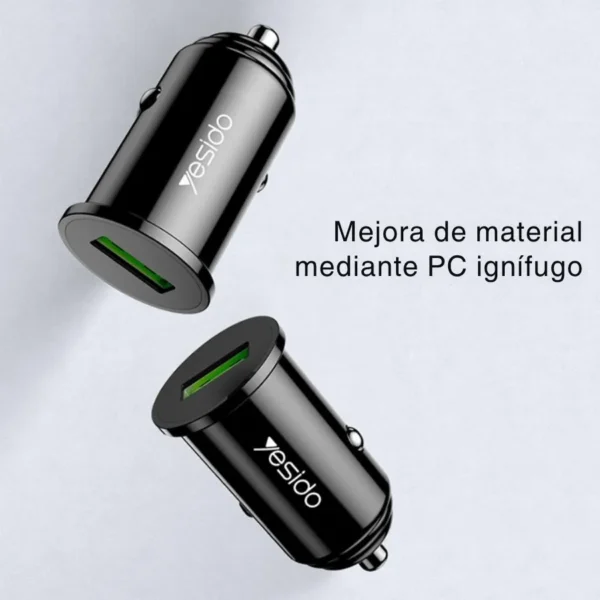 Cargador para carro Yesido Y38 fabricado con PC ignífugo