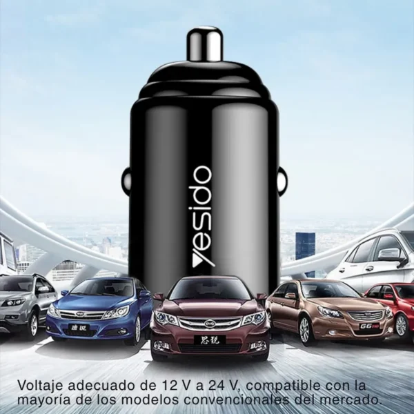 Cargador para carro Yesido Y38 compatible con vehículos de 12V y 24V