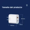 Cargador Remax RP-U68 tamaño del producto Tamaño del cargador Remax RP-U68 de 4.25 x 4.25 x 2.7 cm