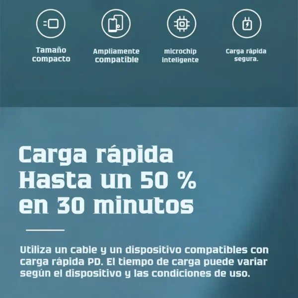Cargador tipo C 20W Remax RP-U70 que carga hasta 50 % en 30 minutos con carga rápida PD