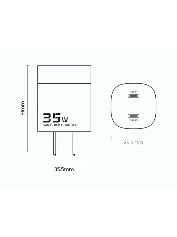 ⚡ Cargador rápido GaN 35W Toocki – Potencia compacta y eficiente