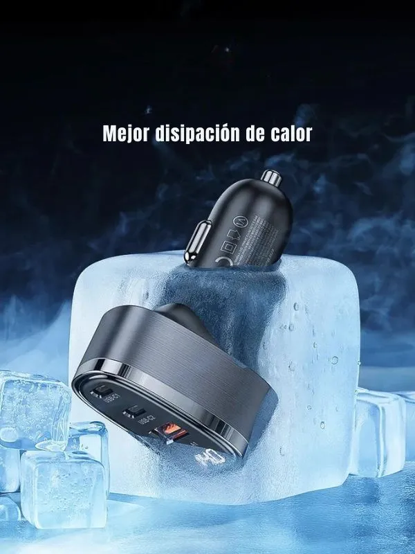 🔌 Cargador para Auto Toocki 140W con Carga Rápida USB-C y Pantalla LED – Triple Puerto para Celular, Tablet y Laptop