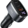 🔌 Cargador para Auto Toocki 140W con Carga Rápida USB-C y Pantalla LED – Triple Puerto para Celular, Tablet y Laptop