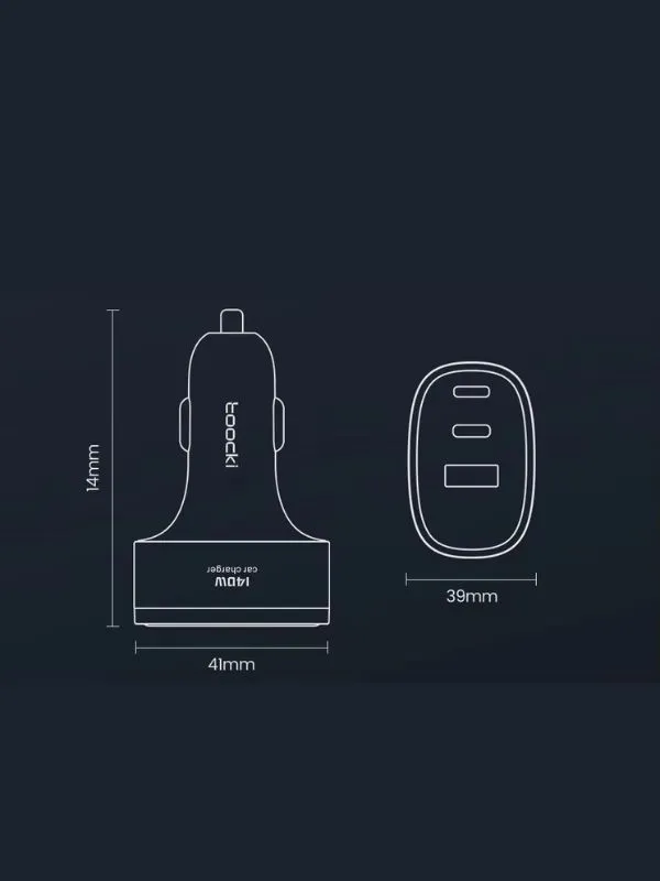🔌 Cargador para Auto Toocki 140W con Carga Rápida USB-C y Pantalla LED – Triple Puerto para Celular, Tablet y Laptop