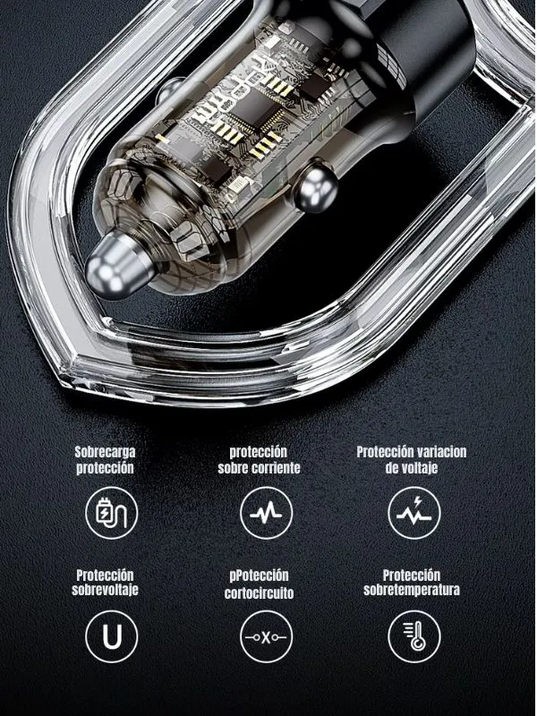 🔌 Cargador para Auto Carga Rápida 60W USB Tipo C y A Toocki | Doble Puerto QC 3.0 PD Compacto Universal