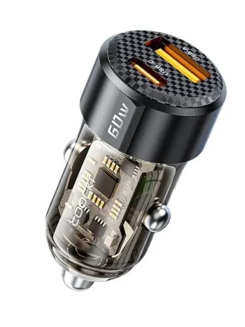 🔌 Cargador para Auto Carga Rápida 60W USB Tipo C y A Toocki | Doble Puerto QC 3.0 PD Compacto Universal