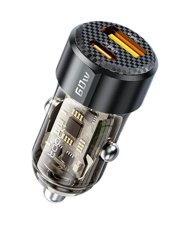 🔌 Cargador para Auto Carga Rápida 60W USB Tipo C y A Toocki | Doble Puerto QC 3.0 PD Compacto Universal