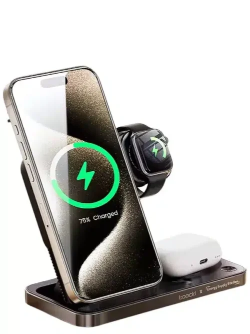 Cargador Inalámbrico 3 en 1 Toocki con Protección Inteligente y Diseño Magnético