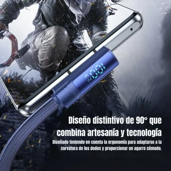 cc-02-azul-diseno90-1-1.webp Cable Toocki Tipo-C a Tipo-C 100W con Pantalla Digital LED - Carga Ultrarrápida, 2m