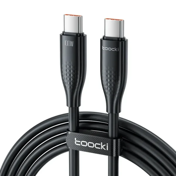 Cable Toocki USB-C a USB-C 100W color negro, vista principal