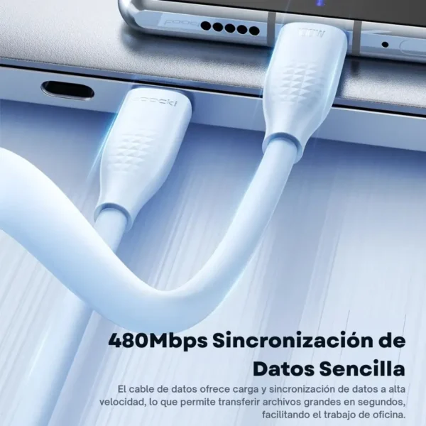 Cable Toocki USB-C a USB-C 100W con transmisión de datos de alta velocidad