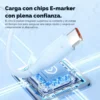 Chip E-marker del cable Toocki USB-C a USB-C 100W para carga segura