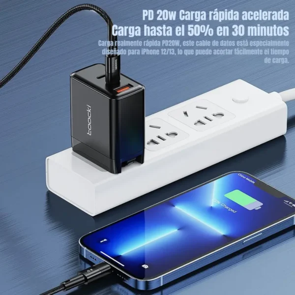 Cable Toocki Type-C a Lightning con carga rápida PD 20W