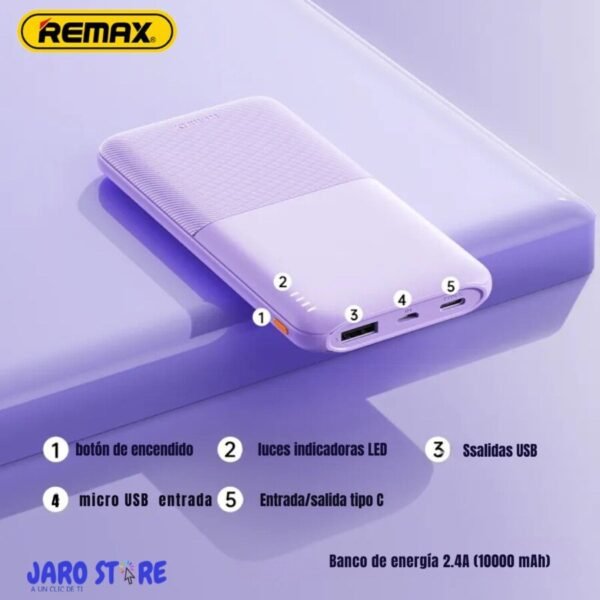 diagrama-puertos-1.jpg Power Bank Remax RPP-23 10000mAh Carga Rápida 2.4A