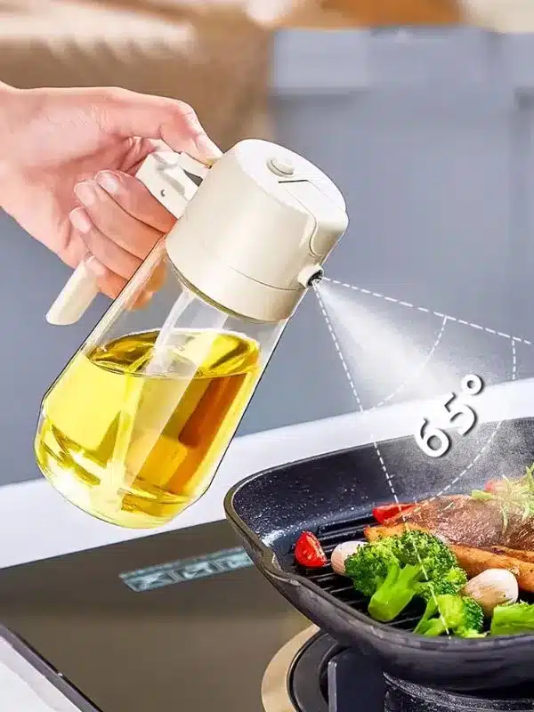 Dispensador de Aceite 2 en 1 con Chorro y Aerosol – Vidrio 470ml Verde
