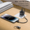 Yesido CA178 carga rápida PD 27W iPhone Cable Yesido CA178 cargando un iPhone con carga rápida PD 27W conectado a un cargador en el escritorio