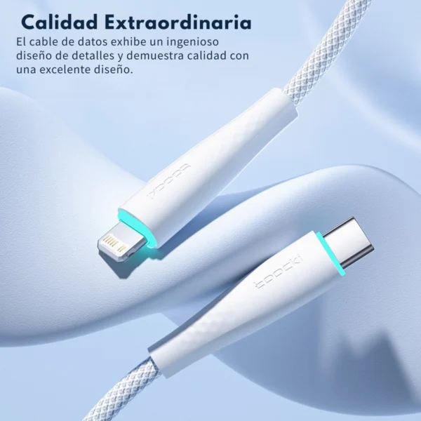 Cable Toocki Lightning a USB-C PD 20W de alta calidad y durabilidad