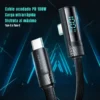 Conectores del cable Tipo-C a Tipo-C acodado PD 100W Toocki con pantalla LED