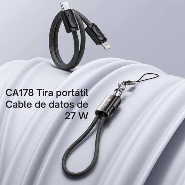 Yesido CA178 tira portátil cable de datos 27W Yesido CA178 tira portátil, cable de datos USB-C a Lightning de 27W con hebilla tipo llavero