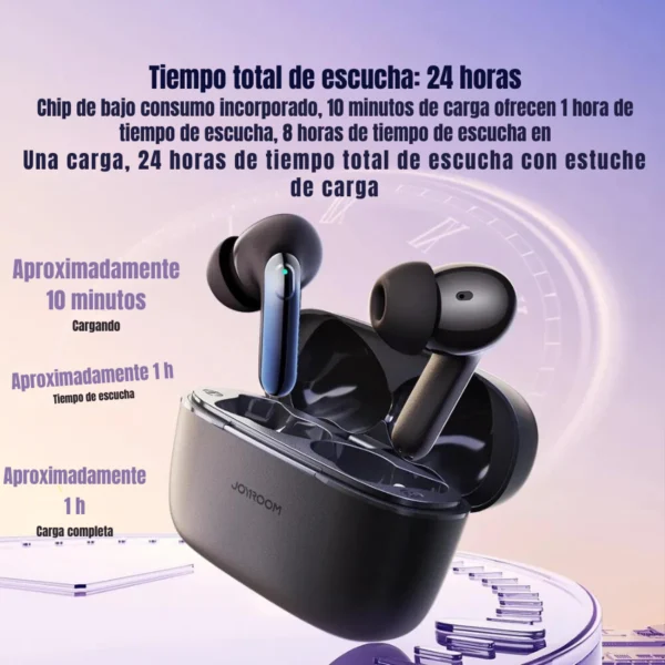 Audífonos Joyroom BC1 ANC 24 horas de batería Audífonos Joyroom BC1 ANC con 24 horas de reproducción total y carga rápida de 10 minutos