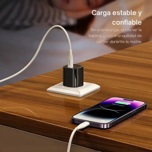 gan-05-carga-estable-1.webp Cargador Toocki GaN 20W entregando carga estable a un smartphone