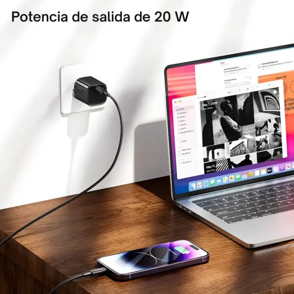 gan-06-potencia-20w-1.webp Cargador Toocki GaN 20W USB-C con carga rápida de alta potencia