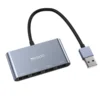 Hub USB 4 puertos USB 2.0 Yesido HB12 de aluminio gris con cable USB-A