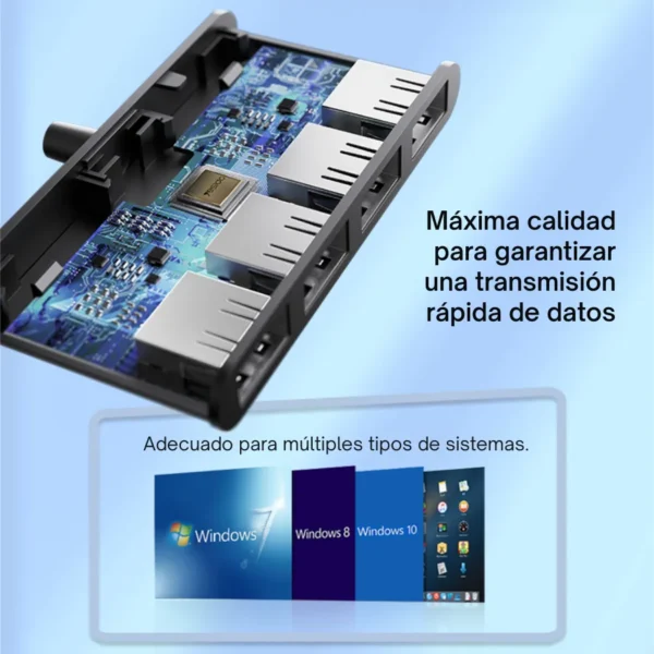 Chip interno del hub USB Yesido HB12 compatible con Windows 7, 8 y 10