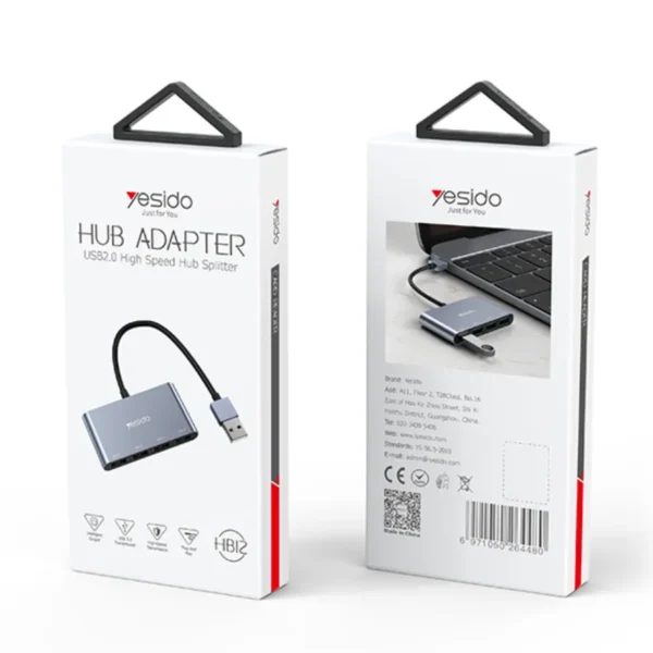 Empaque original del hub USB 4 puertos Yesido HB12 Hub Adapter USB 2.0