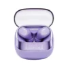 Audífonos bluetooth con pantalla Joyroom DB2 en color púrpura con el estuche abierto y la pantalla digital de batería