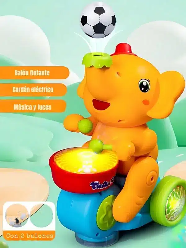 Juguete de Elefante Interactivo para Bebé – Tummy Time y Gateo con Luces, Sonidos y Pelota Flotante