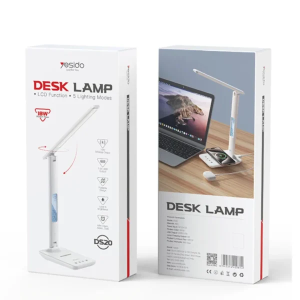 Empaque original de la lámpara de escritorio LED con cargador inalámbrico Yesido DS20