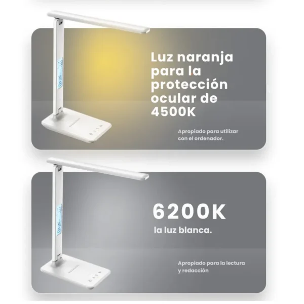 Modos de luz de 4500K y 6200K de la lámpara de escritorio LED Yesido DS20 para computadora y lectura