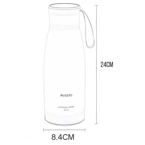 licuadora-yesido-ec17-dimensiones-24cm-8-4cm-1-1-1-1.webp Diagrama de dimensiones de la licuadora portátil Yesido EC17: 24cm de alto por 8.4cm de diámetro