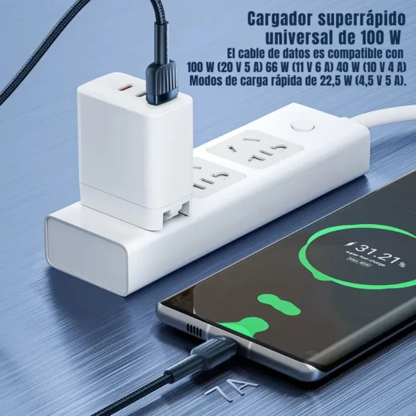 lyc01-03-cargador-100w-1.webp Cable Toocki USB-A a Type-C cargando con cargador de 100W