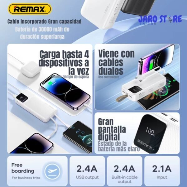 marketing-caracteristicas-1.jpg Características del power bank Remax 30000mAh: carga rápida y pantalla LED