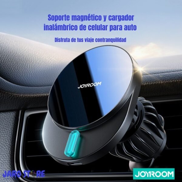 marketing-en-auto-azul-1.jpg Soporte magnético Joyroom instalado en auto color azul