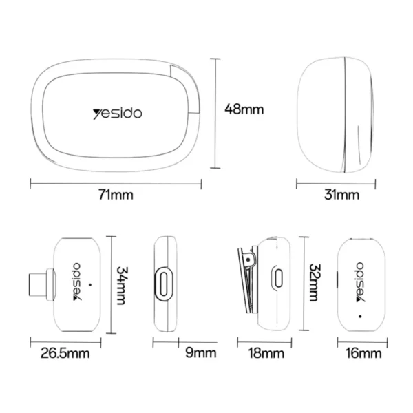 Micrófono inalámbrico para iPhone Yesido KR23 con 2 micrófonos y receptor Lightning