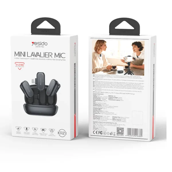 Empaque del micrófono corbatero inalámbrico Yesido KR23 Mini Lavalier Mic