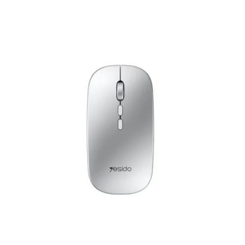 Mouse inalámbrico recargable Yesido KB-15 color plata, vista superior