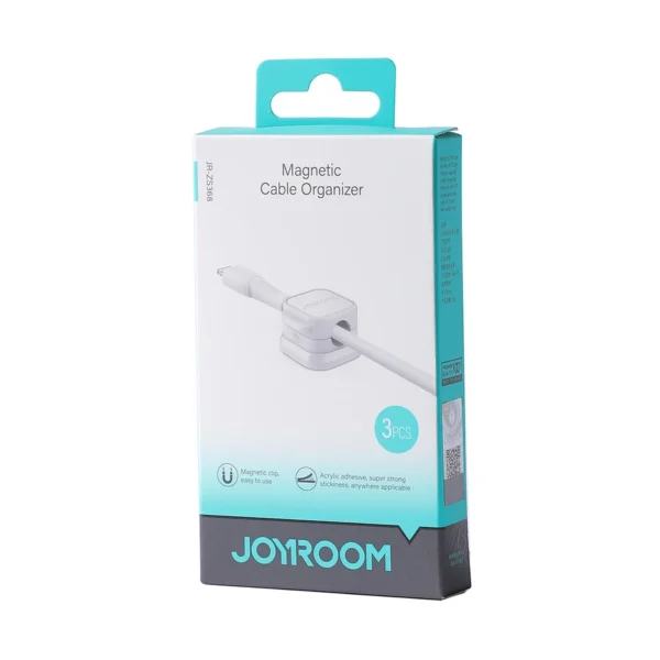 Organizador magnético Joyroom JR-ZS368 – Empaque de 3 unidades Empaque original Joyroom JR-ZS368 blanco con la indicación de 3 unidades.