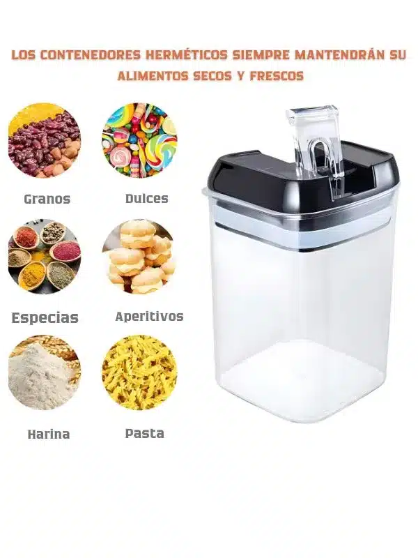 Set de Organizadores de Cocina Herméticos 7 Piezas con Etiquetas y Marcador Reutilizable